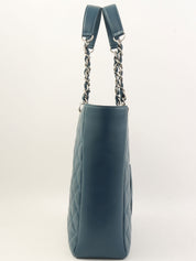 2013 Caviar Skin CC 标志缝线链条手提包 蓝色