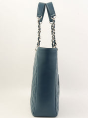 2013 Caviar Skin CC Mark Stitch Chain Tote Bag Blue