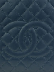 2013 Caviar Skin CC Mark Stitch Chain Tote Bag Blue