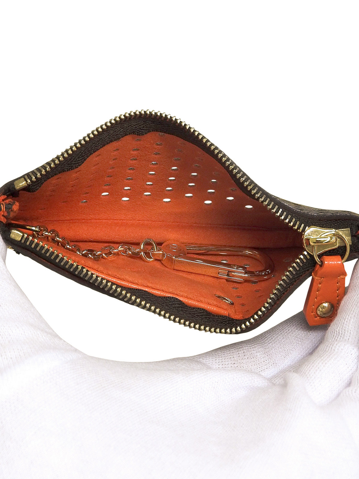 2008 Canvas Monogram Perfo Pochette Cle Brown/Orange