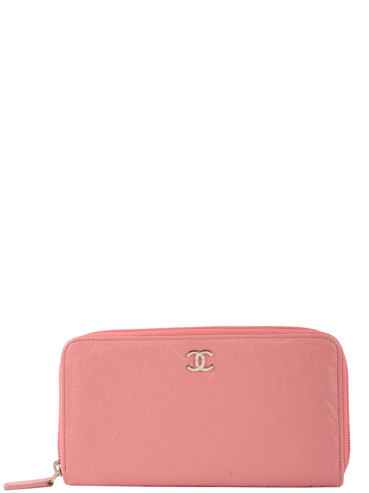 2011年頃製 カメリアエンボスCCマークプレートロングウォレット ピンク