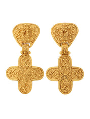 1994 Cross Dot CC Mark Earrings Gold