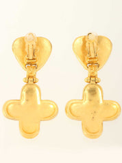 1994 Cross Dot CC Mark Earrings Gold