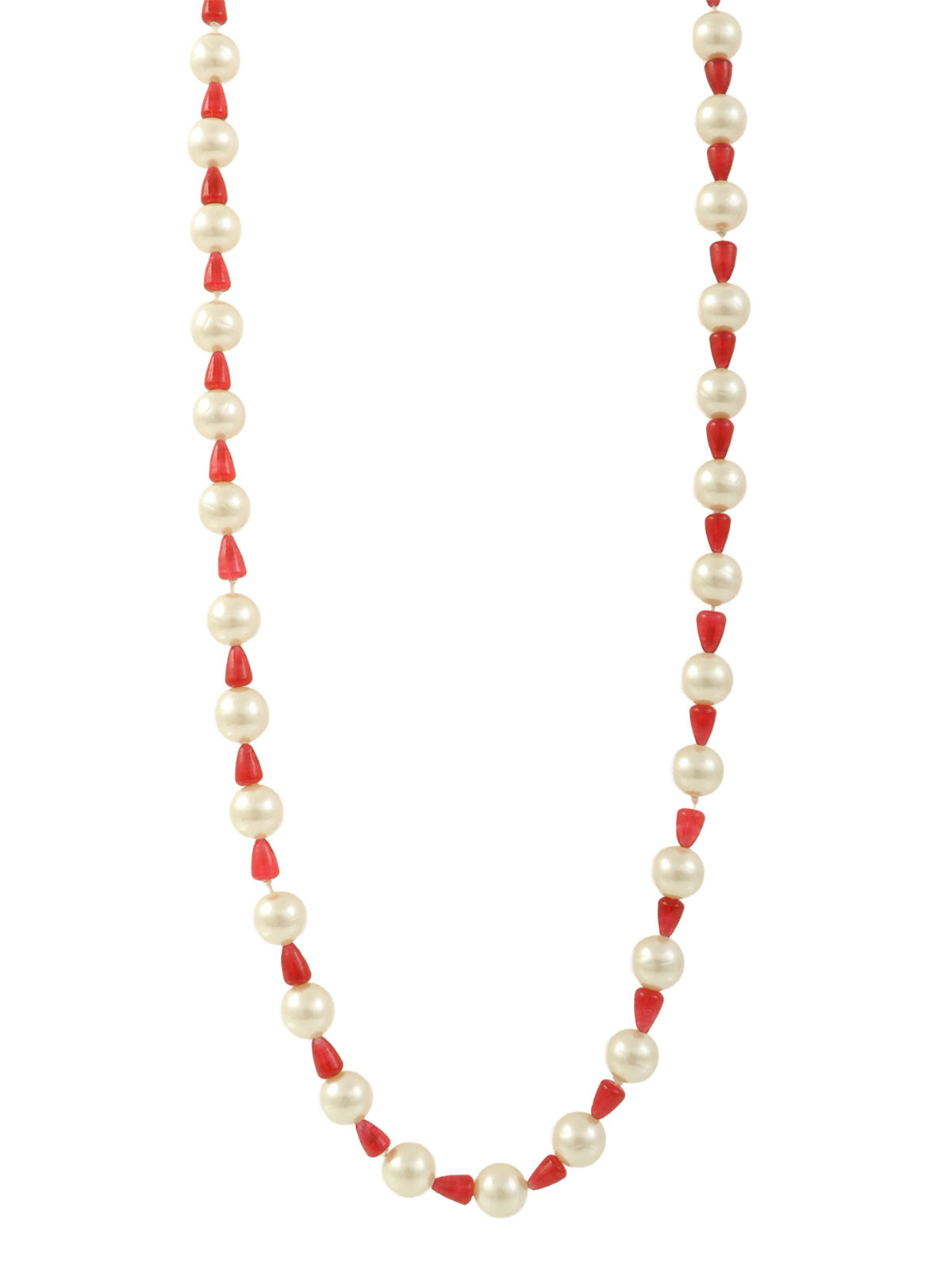 Pink pearl color stone necklace in white/red