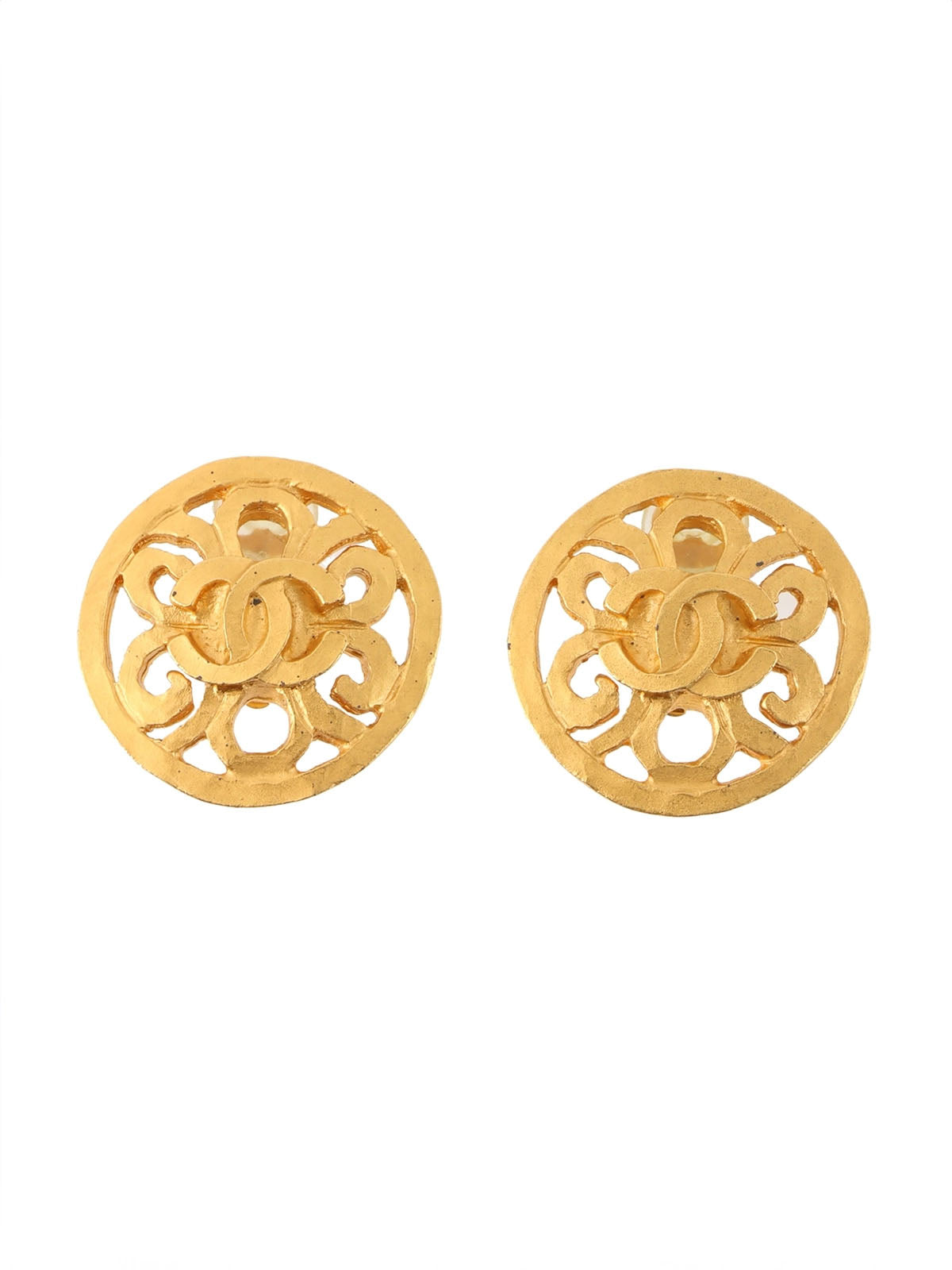 1995 Round CC Mark Cutout Earrings Gold