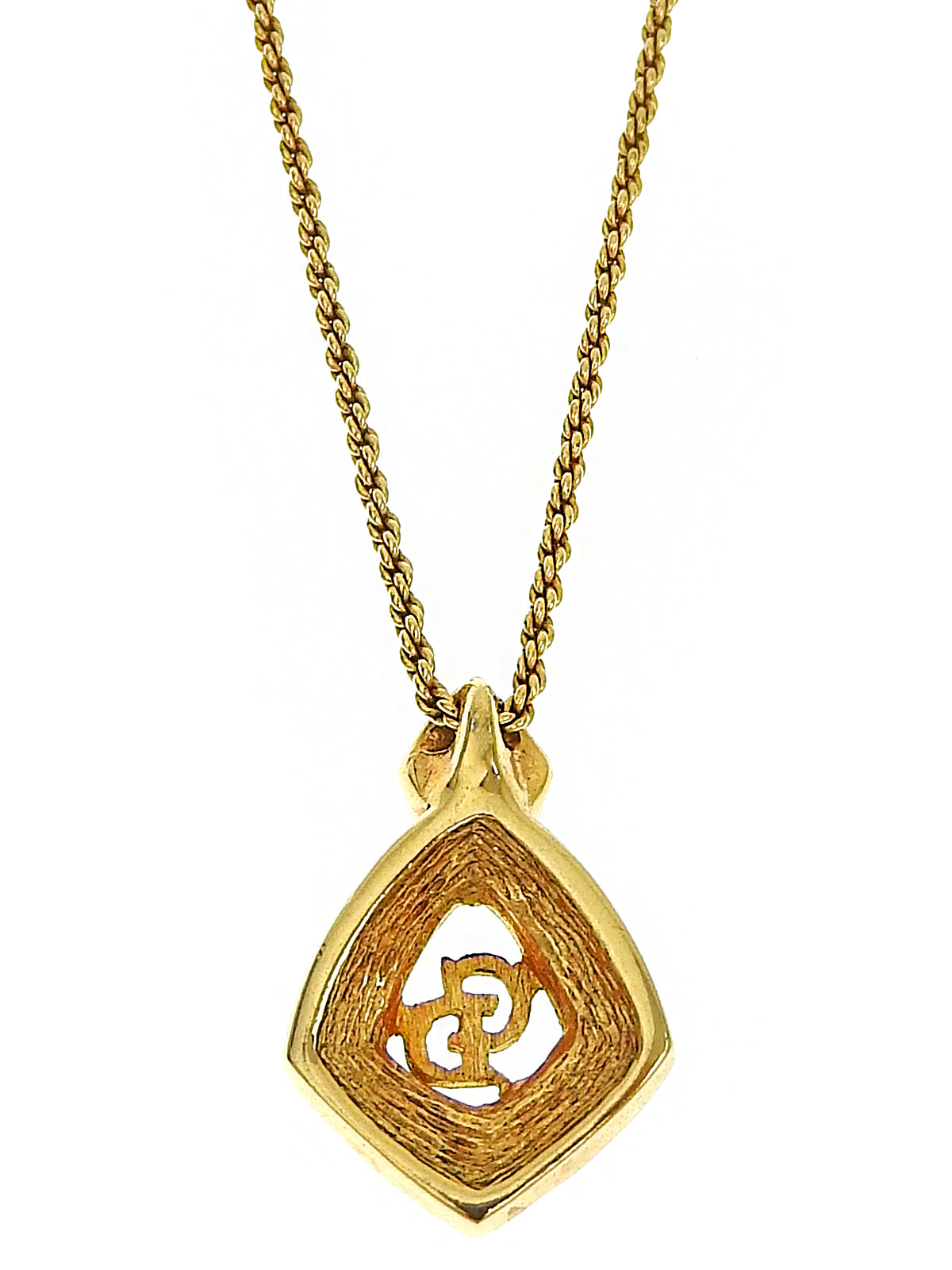 Rhinestone Logo Cutout Design Necklace Gold/Black