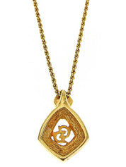 Rhinestone Logo Cutout Design Necklace Gold/Black