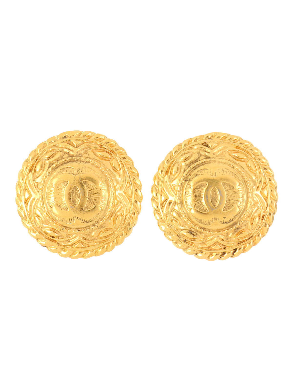 Round CC Mark Earrings Gold