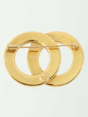 Double Circle Logo Plate Brooch Gold