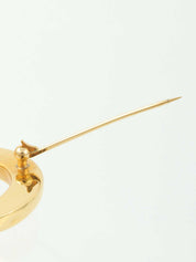 Double Circle Logo Plate Brooch Gold
