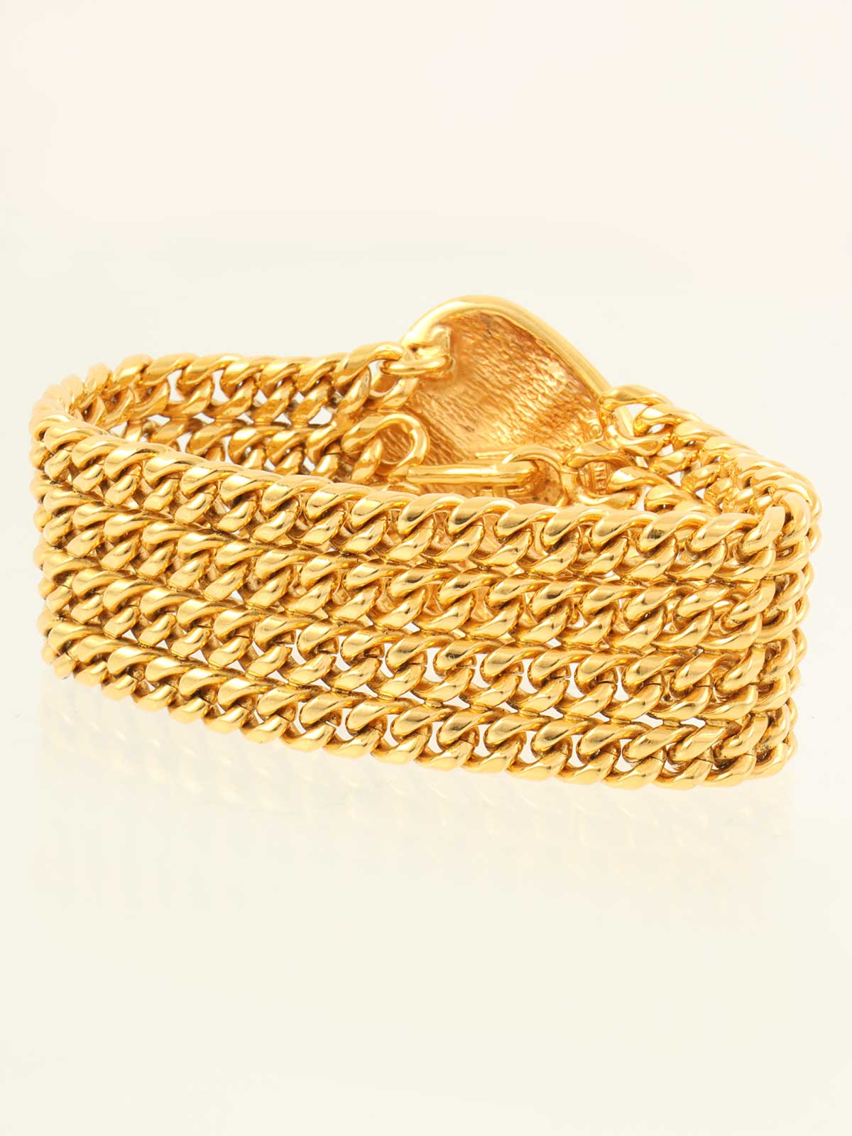 ダイヤモチーフ4連チェーンブレスレット ゴールド