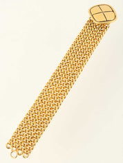 ダイヤモチーフ4連チェーンブレスレット　ゴールド