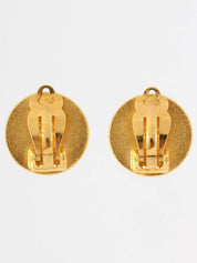 1997 Round Camellia Logo Earrings Gold