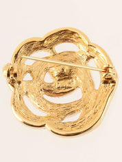 ラインストーンフラワーモチーフブローチ　ゴールド