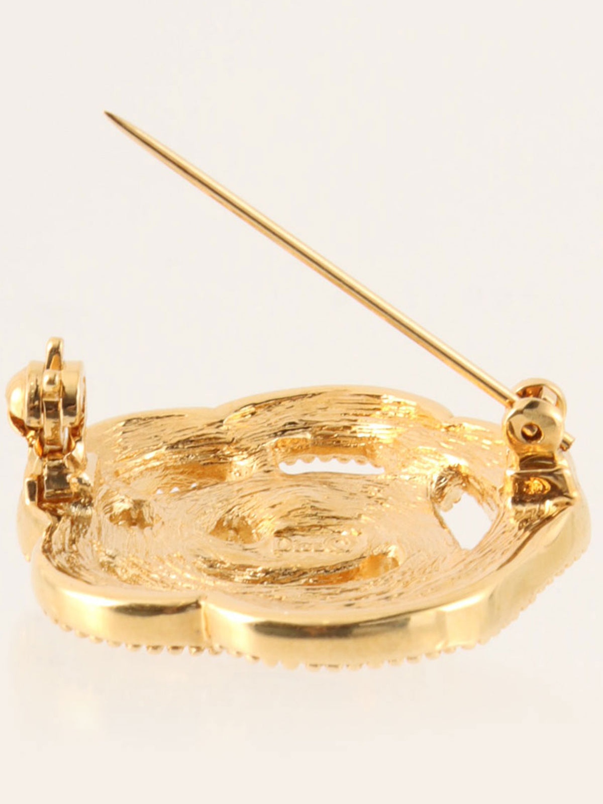 ラインストーンフラワーモチーフブローチ　ゴールド