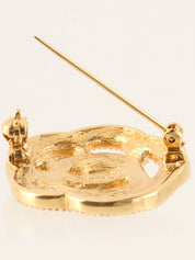 ラインストーンフラワーモチーフブローチ　ゴールド