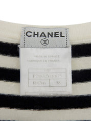 2005年製 レースボーダーパターンロゴプレート半袖トップス ホワイト/ブラック