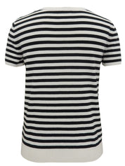 2005年製 レースボーダーパターンロゴプレート半袖トップス ホワイト/ブラック