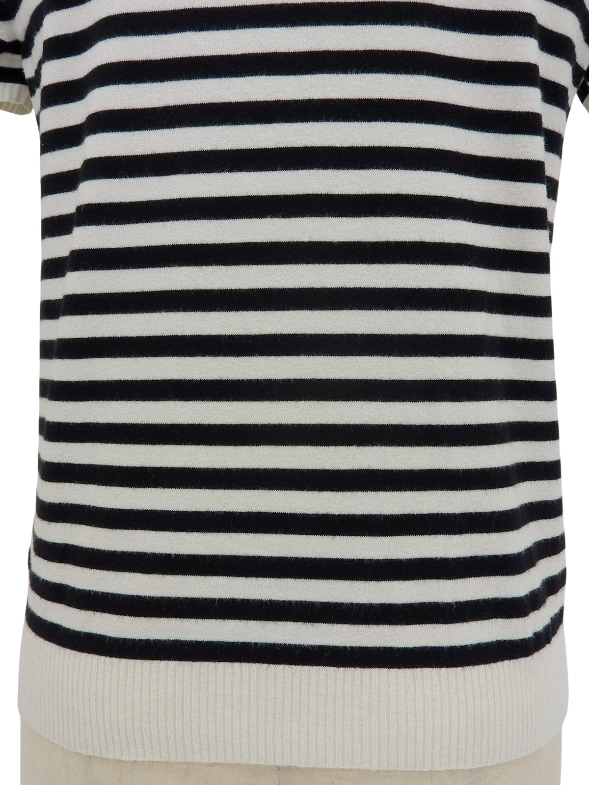 2005年製 レースボーダーパターンロゴプレート半袖トップス ホワイト/ブラック