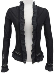 2004 方形 CC 标志牌荷叶边透视开衫（黑色）