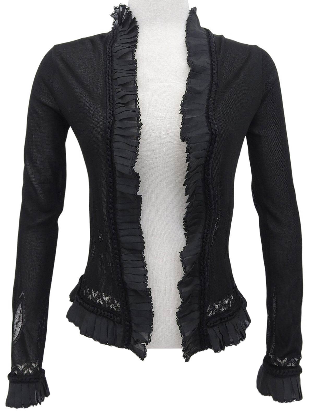 2004年製 スクエアCCマークプレートフリルシースルーカーディガン ブラック