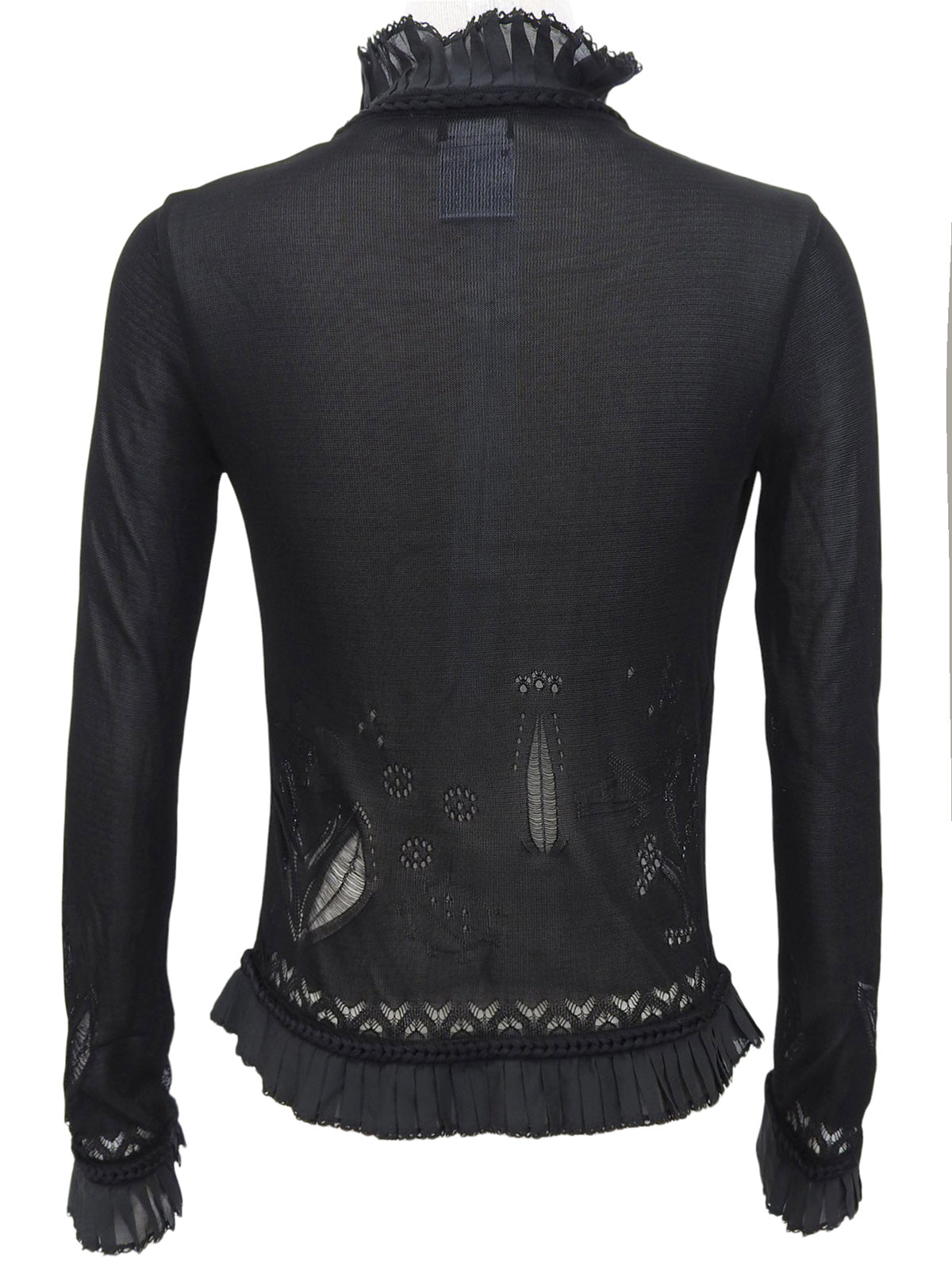 2004年製 スクエアCCマークプレートフリルシースルーカーディガン ブラック