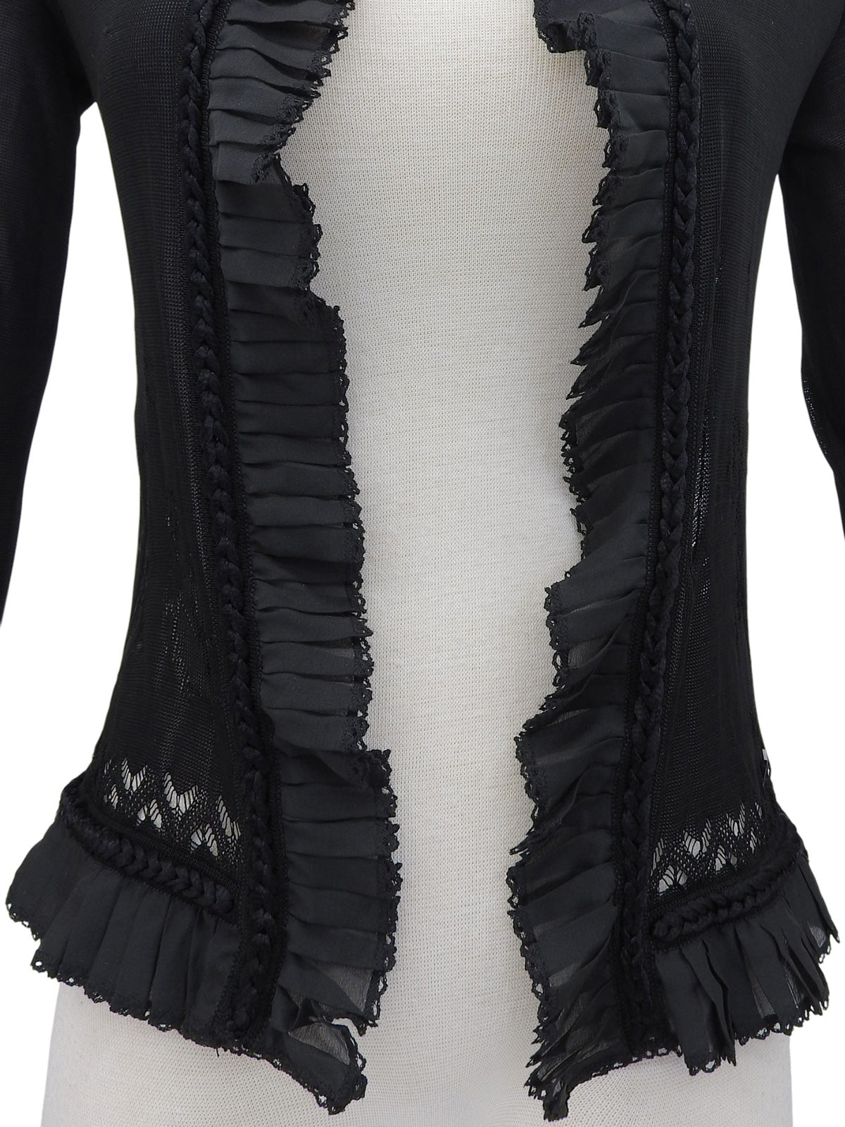 2004年製 スクエアCCマークプレートフリルシースルーカーディガン ブラック