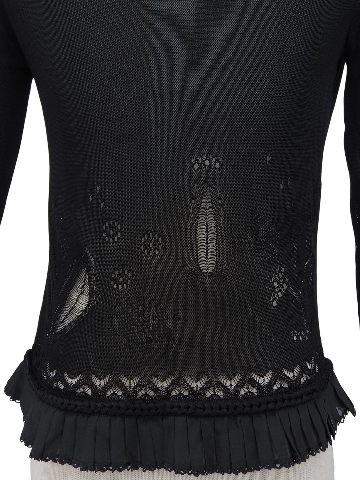 2004年製 スクエアCCマークプレートフリルシースルーカーディガン ブラック