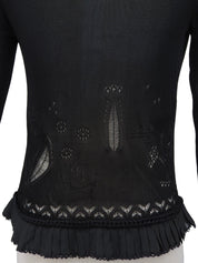 2004年製 スクエアCCマークプレートフリルシースルーカーディガン ブラック