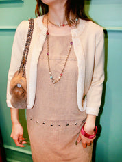 2007年製　スパンコールオーバルCCマークカーディガン　ベージュ