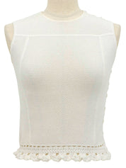 シェルロゴボタンノースリーブトップス ホワイト