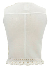 シェルロゴボタンノースリーブトップス ホワイト