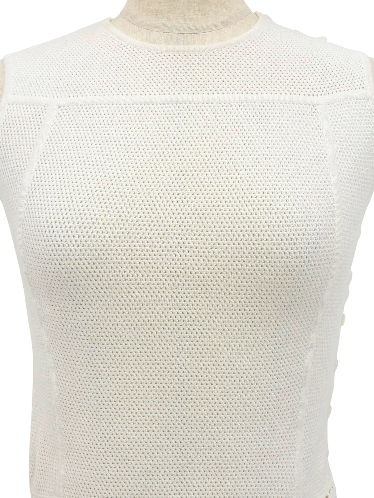 シェルロゴボタンノースリーブトップス ホワイト