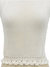 シェルロゴボタンノースリーブトップス ホワイト