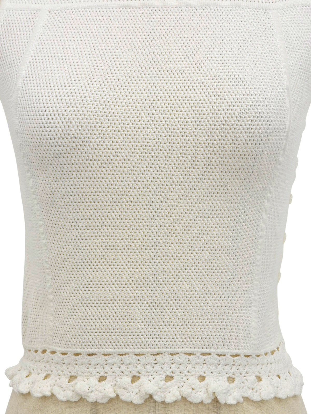 シェルロゴボタンノースリーブトップス ホワイト