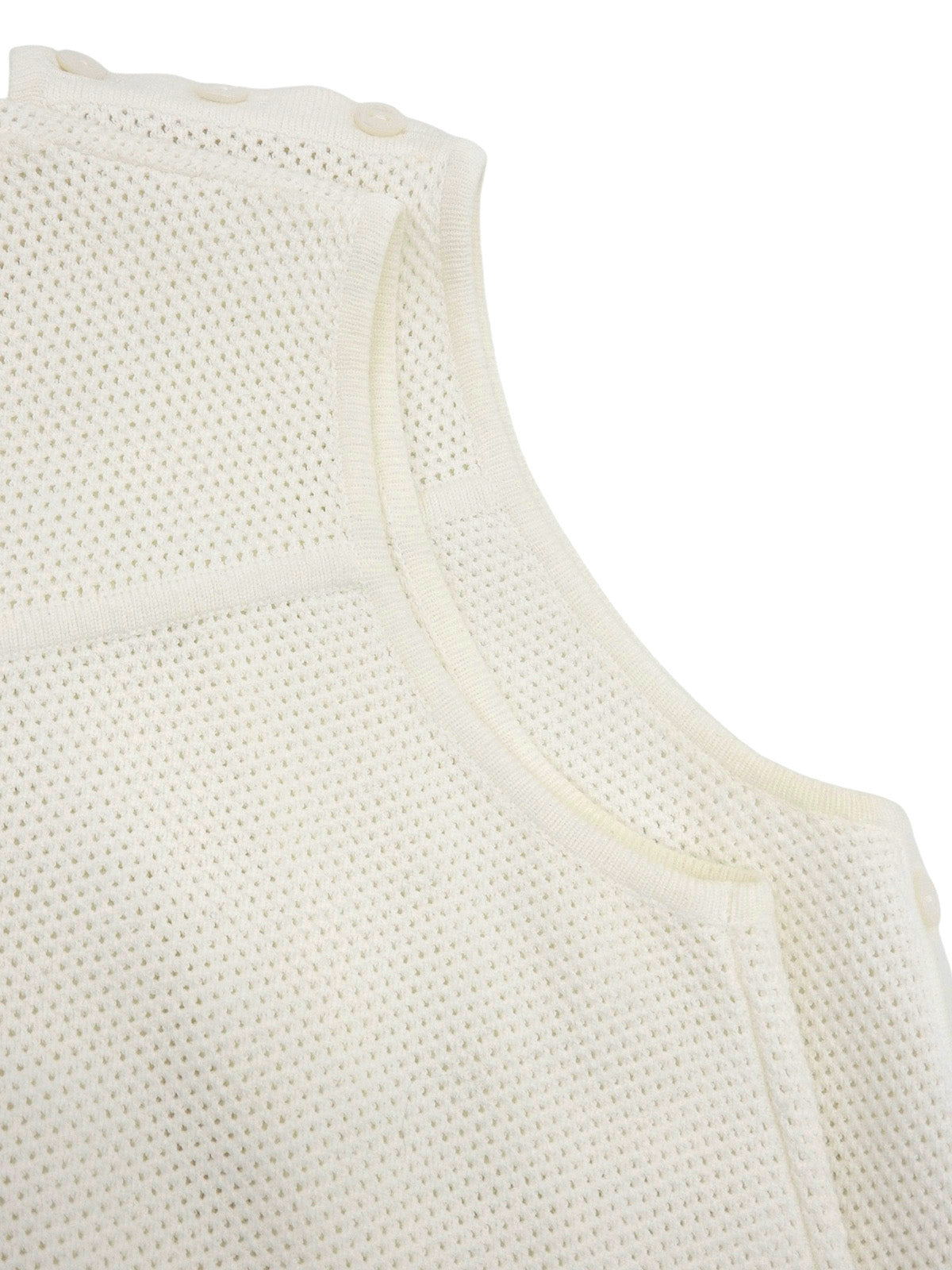 シェルロゴボタンノースリーブトップス ホワイト