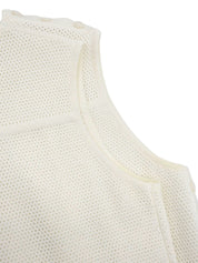 シェルロゴボタンノースリーブトップス ホワイト