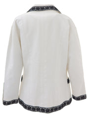 CCマークボタンフラワーレースジャケット ホワイト