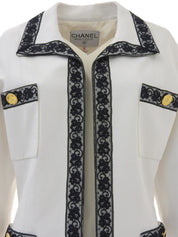 CCマークボタンフラワーレースジャケット ホワイト