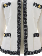 CCマークボタンフラワーレースジャケット ホワイト