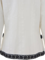 CCマークボタンフラワーレースジャケット ホワイト