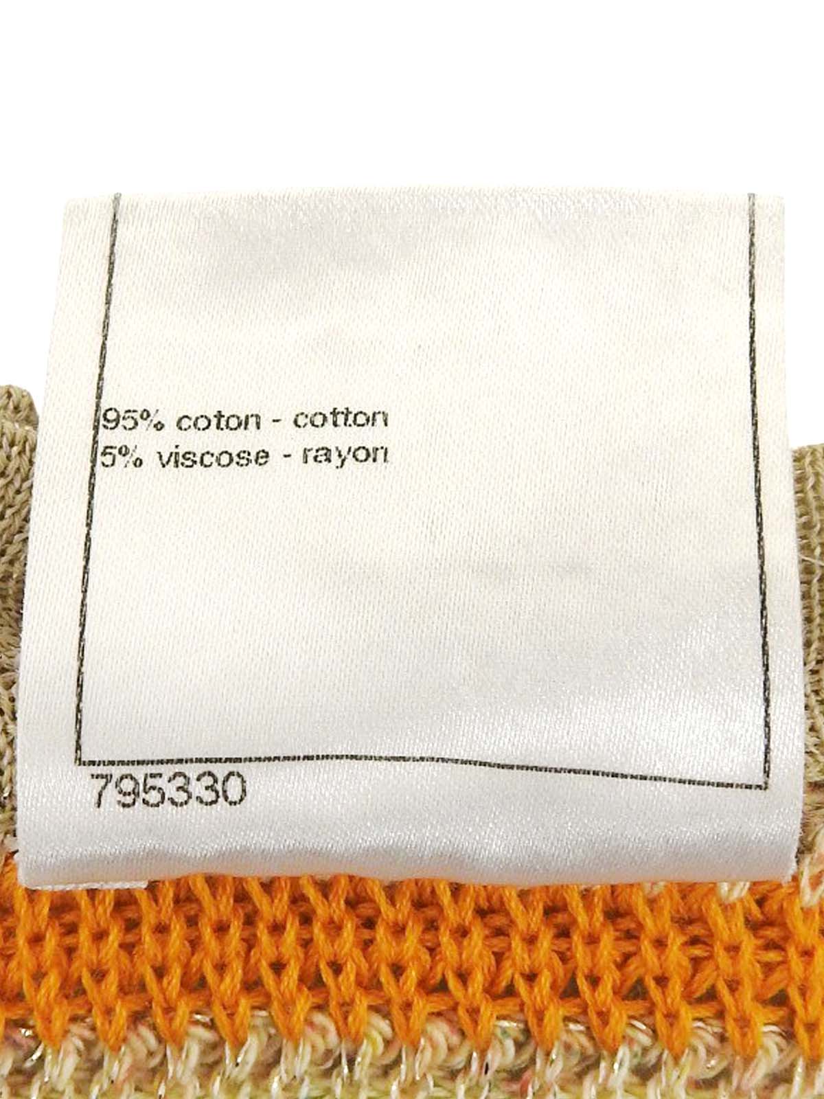 ボーダーCCマークボタンクロシェニットノースリーブワンピース マルチ