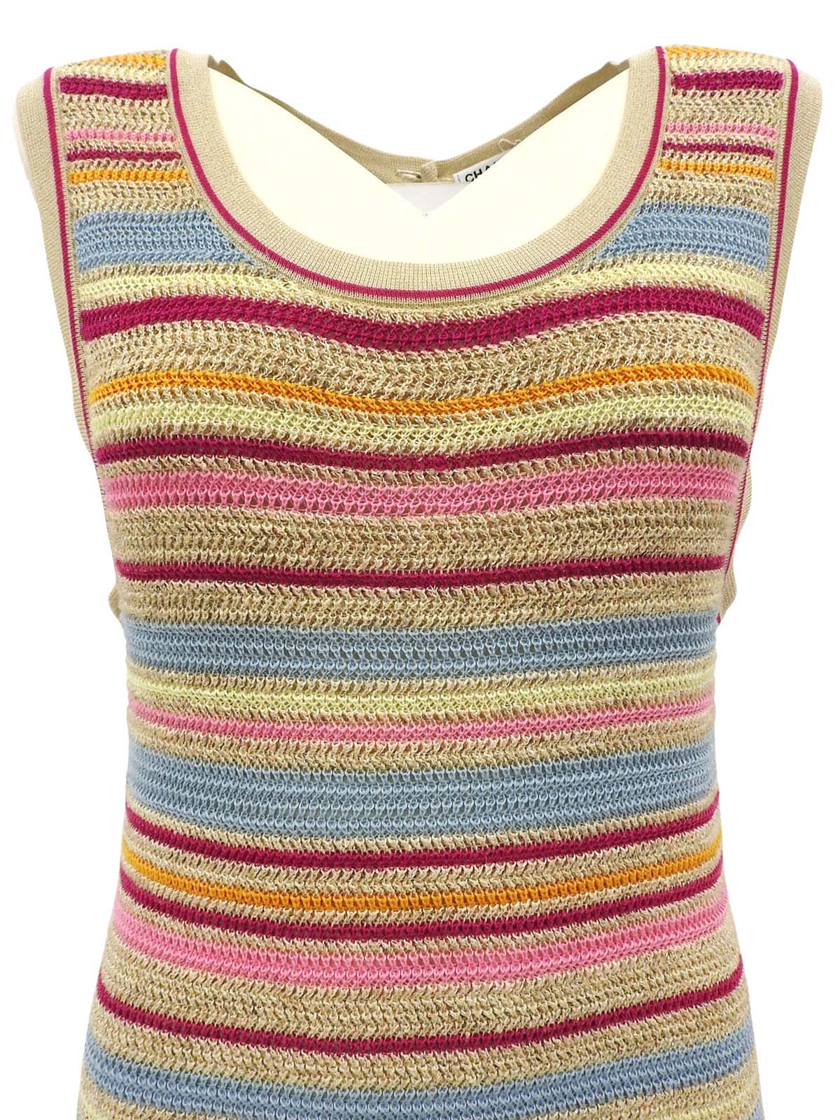 边框 CC 标志纽扣钩编无袖连衣裙，多色