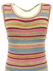 边框 CC 标志纽扣钩编无袖连衣裙，多色