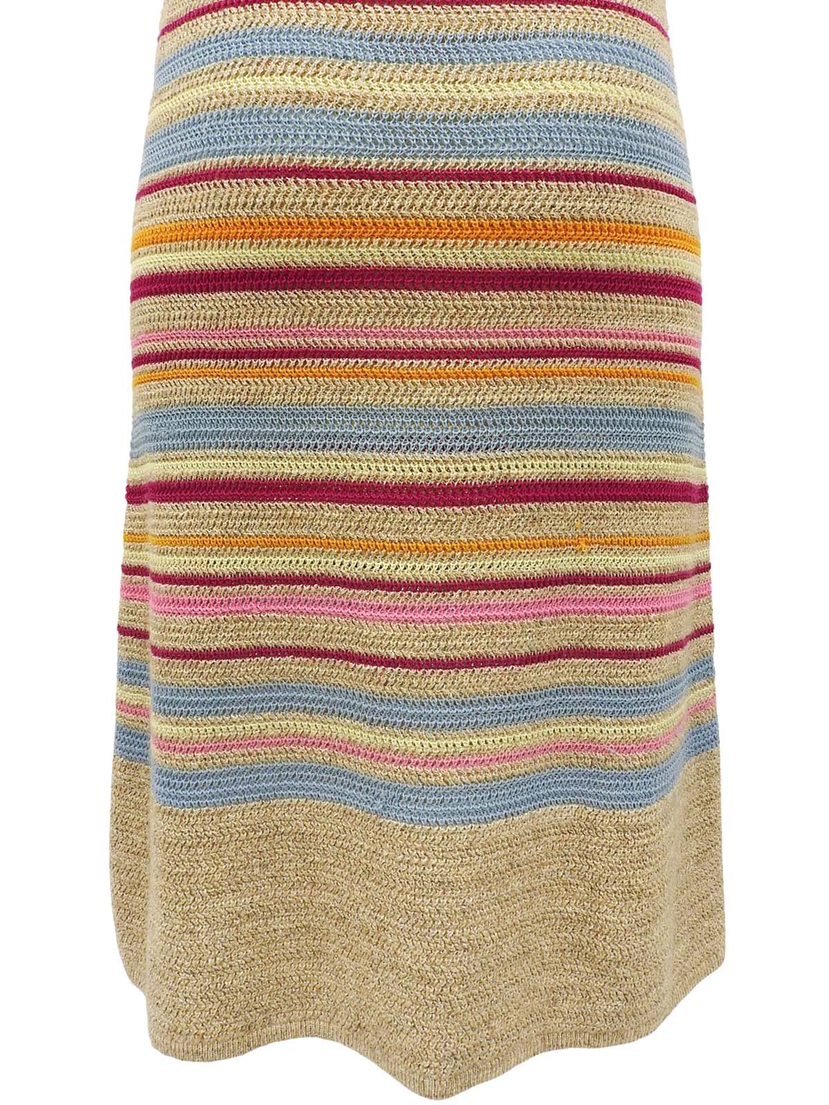 ボーダーCCマークボタンクロシェニットノースリーブワンピース マルチ