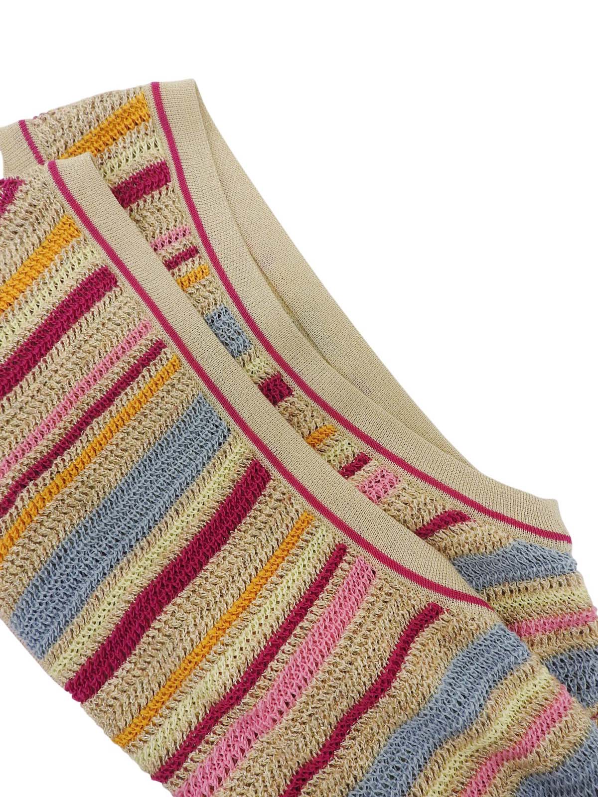 ボーダーCCマークボタンクロシェニットノースリーブワンピース マルチ