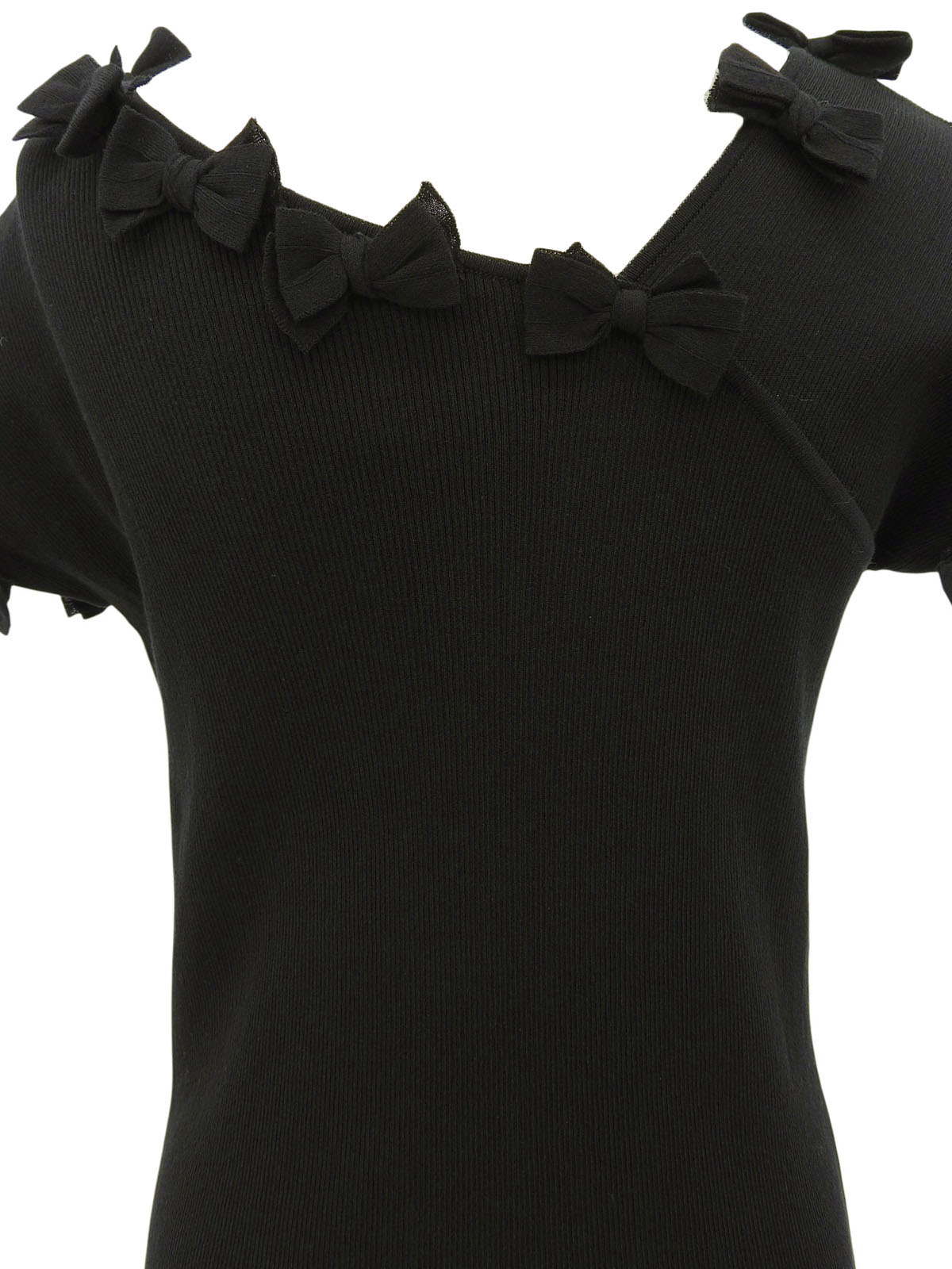 2009 Oval CC Mark Plate Ribbon Design Short Sleeve Top in Black