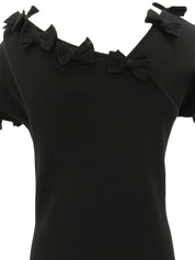 2009 Oval CC Mark Plate Ribbon Design Short Sleeve Top in Black