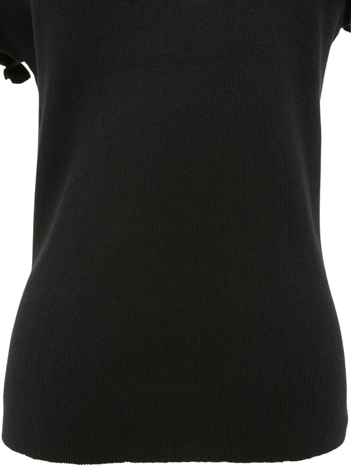 2009 Oval CC Mark Plate Ribbon Design Short Sleeve Top in Black