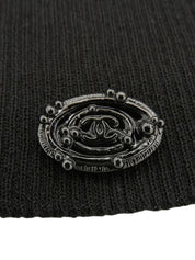 2009 Oval CC Mark Plate Ribbon Design Short Sleeve Top in Black